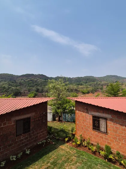 The farmstay cottages, looking out across the valley.